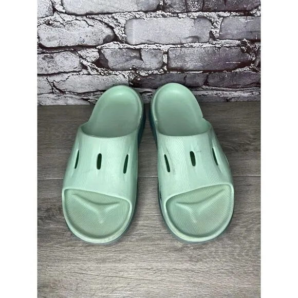Hoka Ora Recovery Slides 3 Mist Green Trellis Slides Sandals Men Sz 12M US/45EU