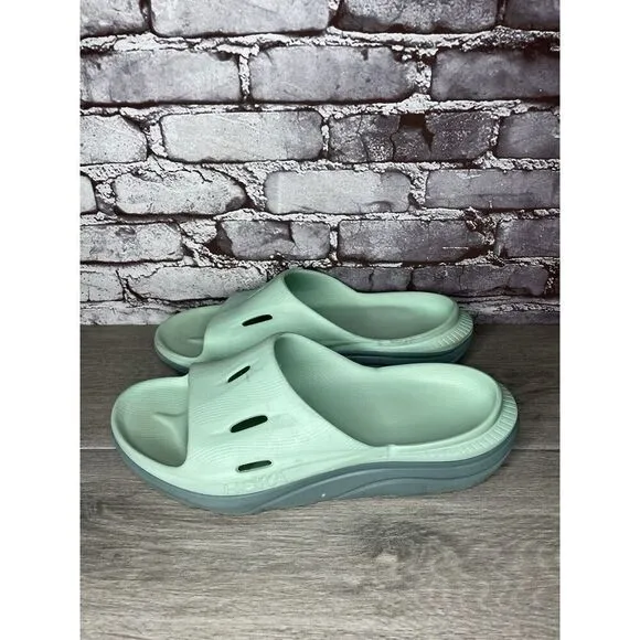 Hoka Ora Recovery Slides 3 Mist Green Trellis Slides Sandals Men Sz 12M US/45EU
