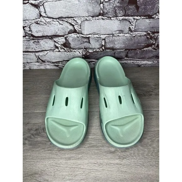 Hoka Ora Recovery Slides 3 Mist Green Trellis Slides Sandals Men Sz 12M US/45EU