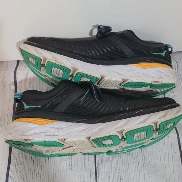 Hoka Size Men's 10.5 Hoka One One Bondi 7 Black Atlantis Running Shoes