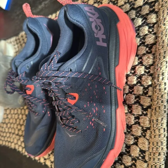 HOKA Women's Navy and Pinkish Running Shoes