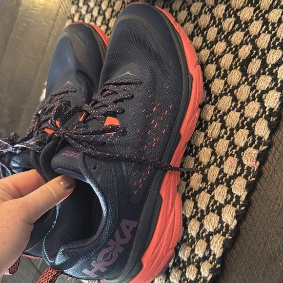 HOKA Women's Navy and Pinkish Running Shoes