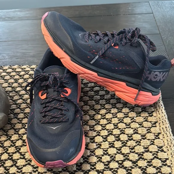 HOKA Women's Navy and Pinkish Running Shoes