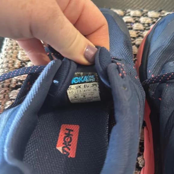 HOKA Women's Navy and Pinkish Running Shoes