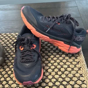 HOKA Women's Navy and Pinkish Running Shoes