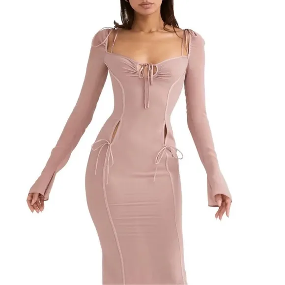 House of CB Ophelia Midi Dress in Blush Size‎ Small NWT