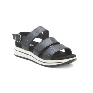 IGI&amp;CO Black Made In Italy Leather Comfort Platform Sandals