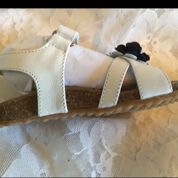 IL Gufo Kids White and Blue Leather Sandals
