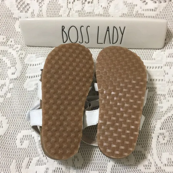 IL Gufo Kids White and Blue Leather Sandals