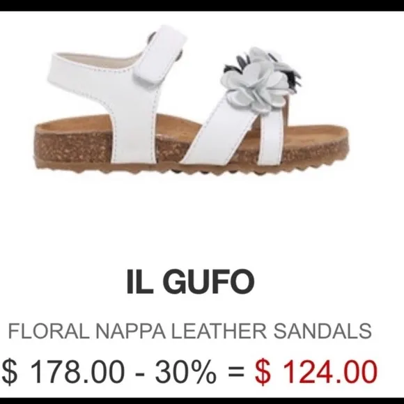IL Gufo Kids White and Blue Leather Sandals