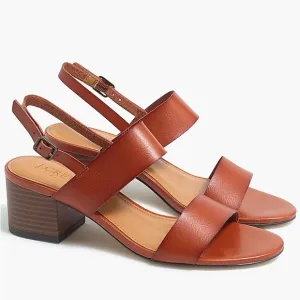 J. Crew Factory Low Block Heel Sandals in Color True Tan.