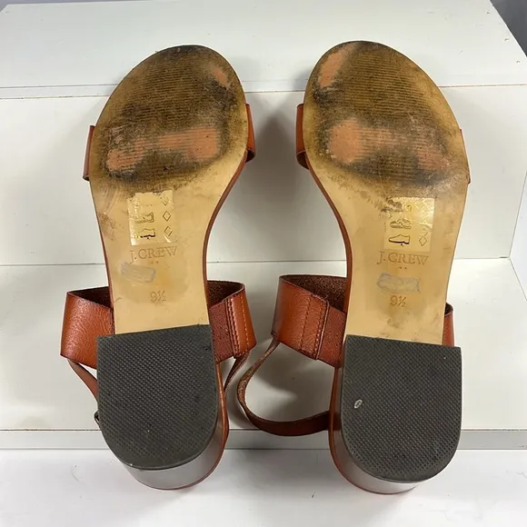 J. Crew Factory Low Block Heel Sandals in Color True Tan.