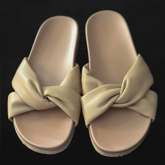 J. Crew | Women's Tan Padded Twisted Knot Slide Sandals | Size 9 NWOT