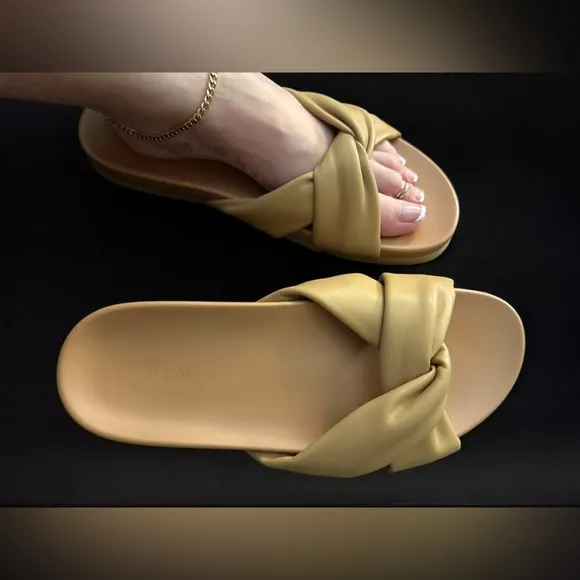 J. Crew | Women's Tan Padded Twisted Knot Slide Sandals | Size 9 NWOT