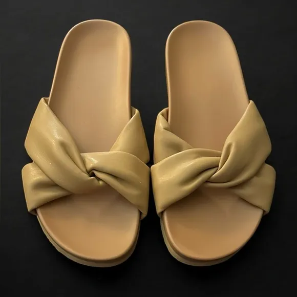 J. Crew | Women's Tan Padded Twisted Knot Slide Sandals | Size 9 NWOT