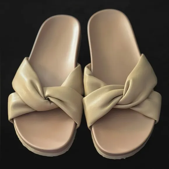 J. Crew | Women's Tan Padded Twisted Knot Slide Sandals | Size 9 NWOT
