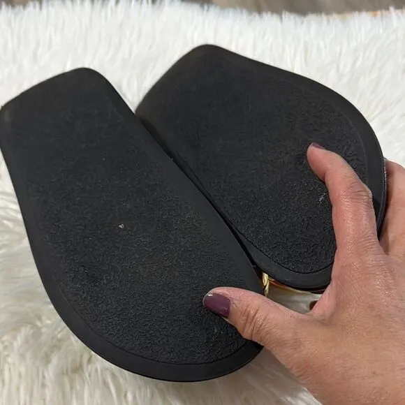 Jeffrey Campbell Black and Gold Women's Slide Sandals