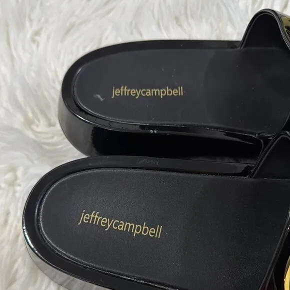 Jeffrey Campbell Black and Gold Women's Slide Sandals