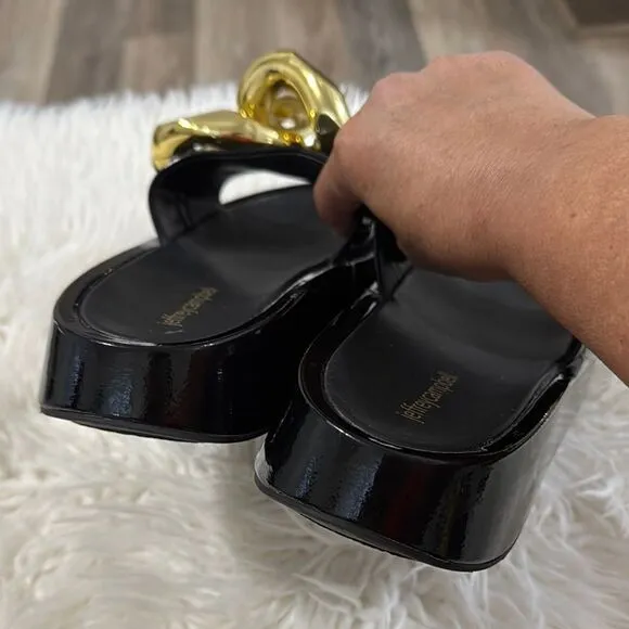 Jeffrey Campbell Black and Gold Women's Slide Sandals