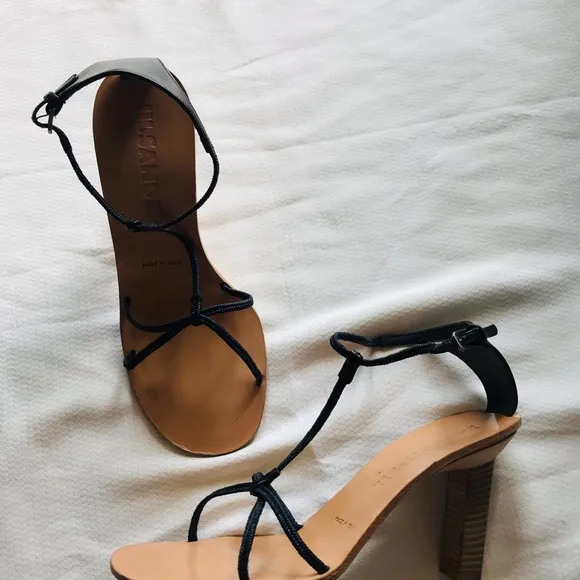 JIL SANDER  Black Strappy Heeled Sandals