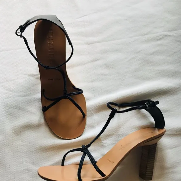 JIL SANDER  Black Strappy Heeled Sandals