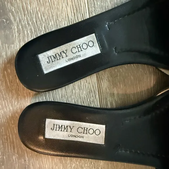 Jimmy Choo Black Embellished Slide Sandals