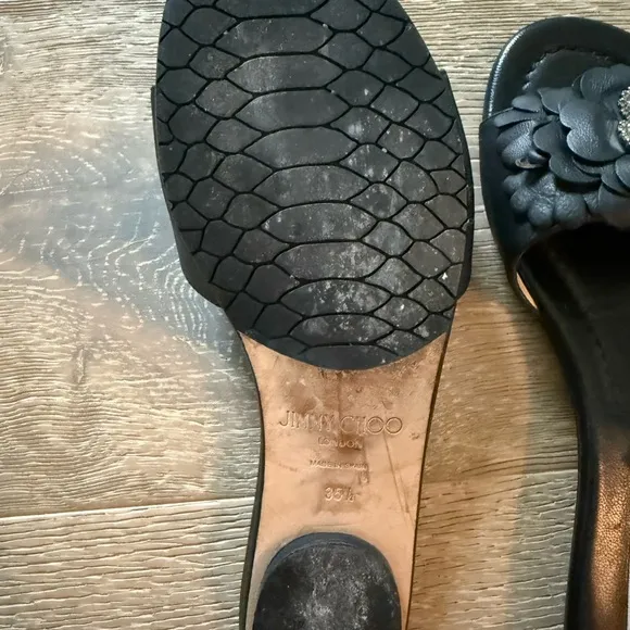 Jimmy Choo Black Embellished Slide Sandals