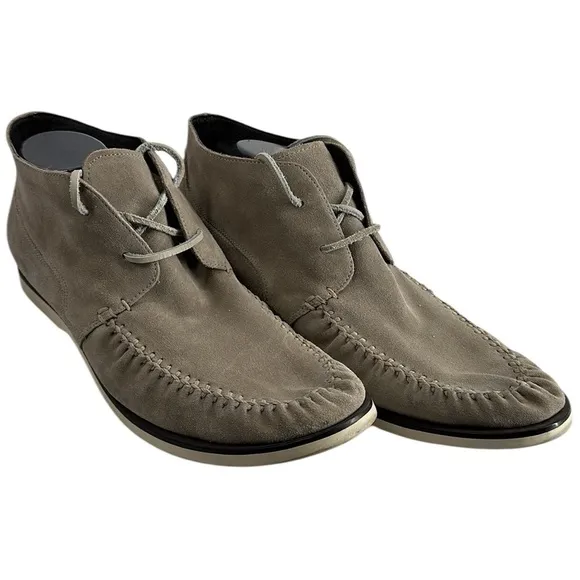 John Varvatos USA Beige Suede Lace Up moccasin Ankle Chukka Boots Sz 11.5
