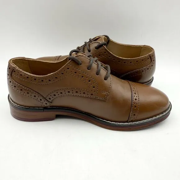 JOHNSTON &amp; MURPHY Kids Conard Cap Toe Dress Shoes US 12.5 M Brown Leather NIB