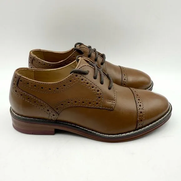 JOHNSTON &amp; MURPHY Kids Conard Cap Toe Dress Shoes US 12.5 M Brown Leather NIB