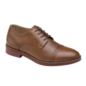 JOHNSTON &amp; MURPHY Kids Conard Cap Toe Dress Shoes US 12.5 M Brown Leather NIB