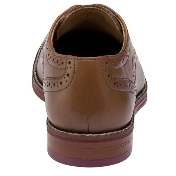 JOHNSTON &amp; MURPHY Kids Conard Cap Toe Dress Shoes US 12.5 M Brown Leather NIB
