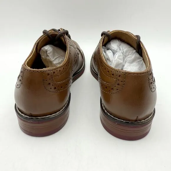 JOHNSTON &amp; MURPHY Kids Conard Cap Toe Dress Shoes US 12.5 M Brown Leather NIB
