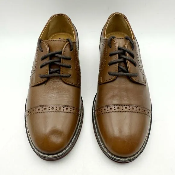 JOHNSTON &amp; MURPHY Kids Conard Cap Toe Dress Shoes US 12.5 M Brown Leather NIB