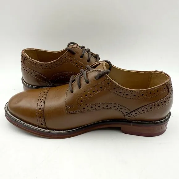 JOHNSTON &amp; MURPHY Kids Conard Cap Toe Dress Shoes US 12.5 M Brown Leather NIB