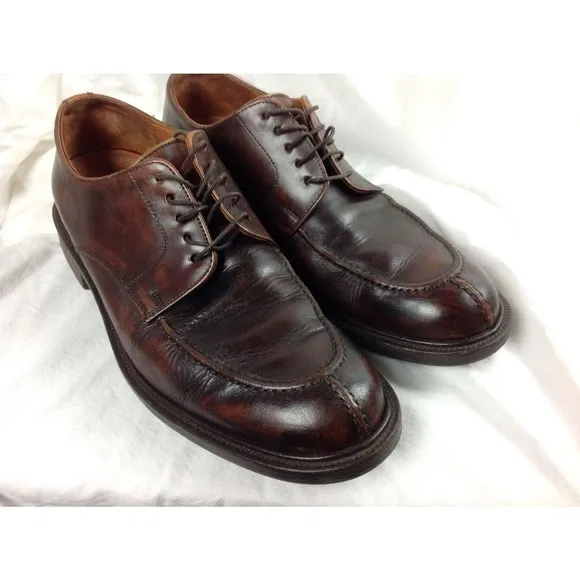 Johnston &amp; Murphy Signature Series Brown Leather Oxford Shoes Mens Sz 10M Italy