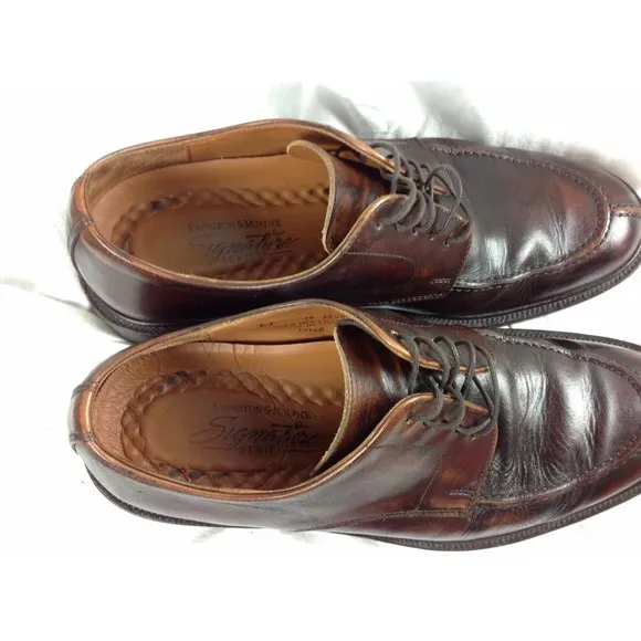 Johnston &amp; Murphy Signature Series Brown Leather Oxford Shoes Mens Sz 10M Italy