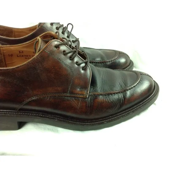 Johnston &amp; Murphy Signature Series Brown Leather Oxford Shoes Mens Sz 10M Italy