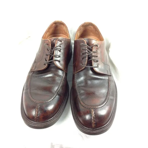 Johnston &amp; Murphy Signature Series Brown Leather Oxford Shoes Mens Sz 10M Italy