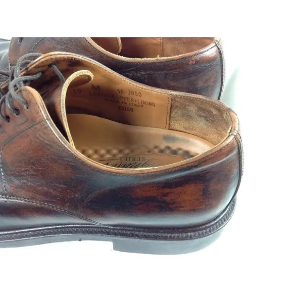 Johnston &amp; Murphy Signature Series Brown Leather Oxford Shoes Mens Sz 10M Italy