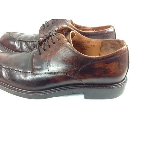 Johnston &amp; Murphy Signature Series Brown Leather Oxford Shoes Mens Sz 10M Italy