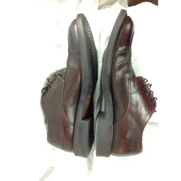 Johnston &amp; Murphy Signature Series Brown Leather Oxford Shoes Mens Sz 10M Italy