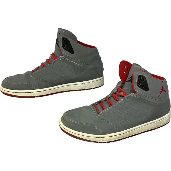 Jordan 1 Flight Basketball Sneakers Mens Sz 10.5 Hoop Shoes Gray Red 881434-004