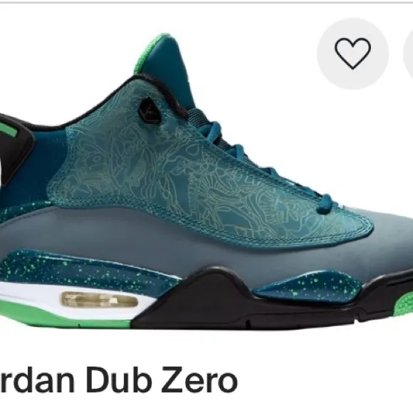 Jordan Dub Zero Sz.9 Teal and Green Men's Sneakers