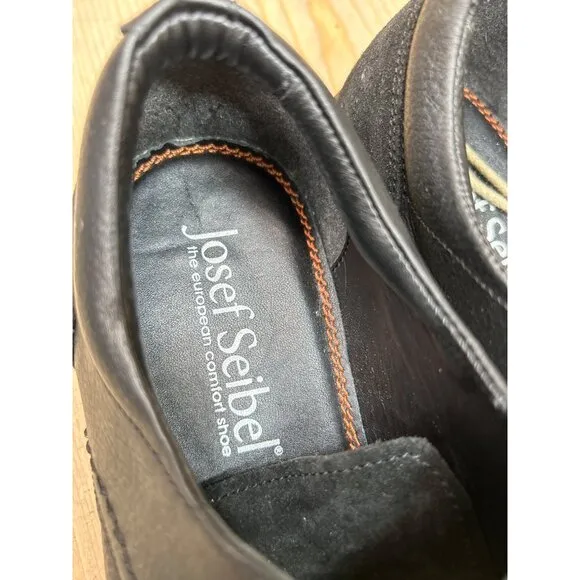 Josef Seibel Mens Leather Oxford Smart Shoes Size 42 Black US 8.5 - 9