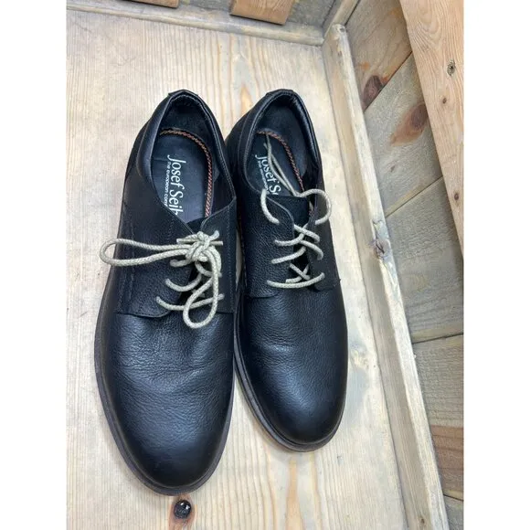 Josef Seibel Mens Leather Oxford Smart Shoes Size 42 Black US 8.5 - 9