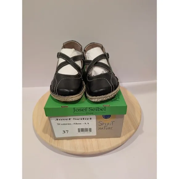 Josef Seibel Rosalie 13 Black Sandals Womens 6.5 EU 37 Leather Comfort Strappy
