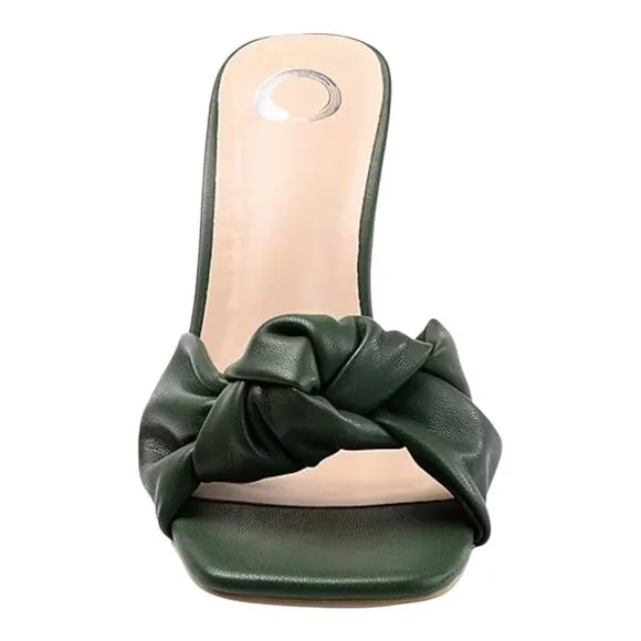 Journee Women's Diorra Knotted Slide Sandals Green Size 8