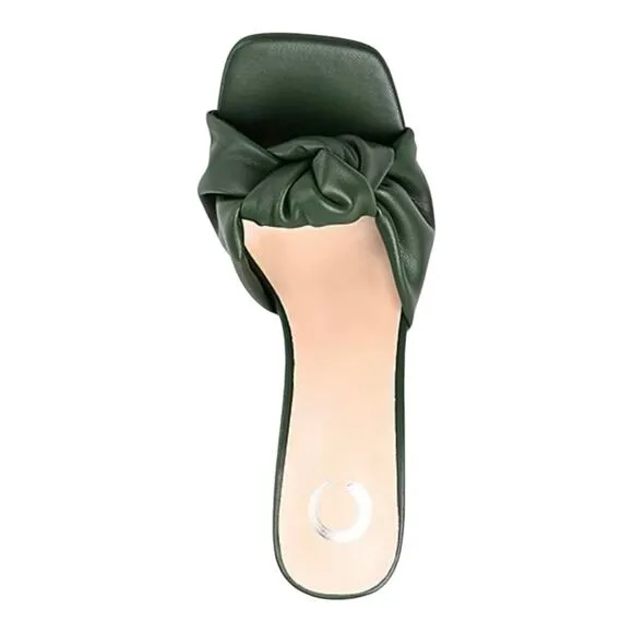 Journee Women's Diorra Knotted Slide Sandals Green Size 8