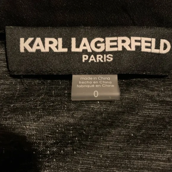 Karl Lagerfeld Black and White Sheath Mini Dress with fold over pointed collar